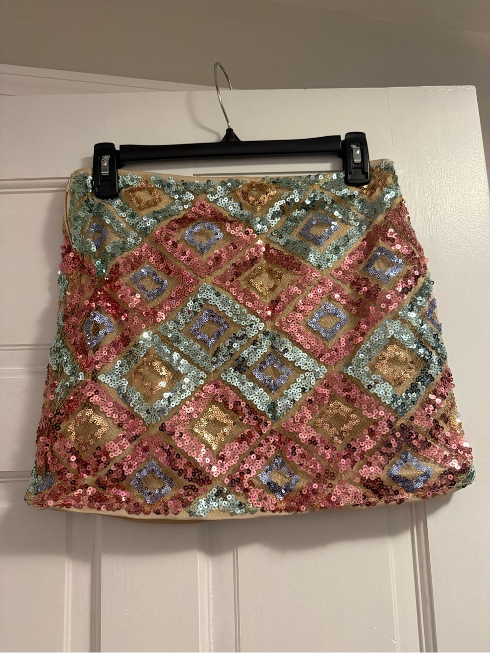 SHEIN Multicolor Sequin Mini Skirt - Pink, Gold, Blue, Green